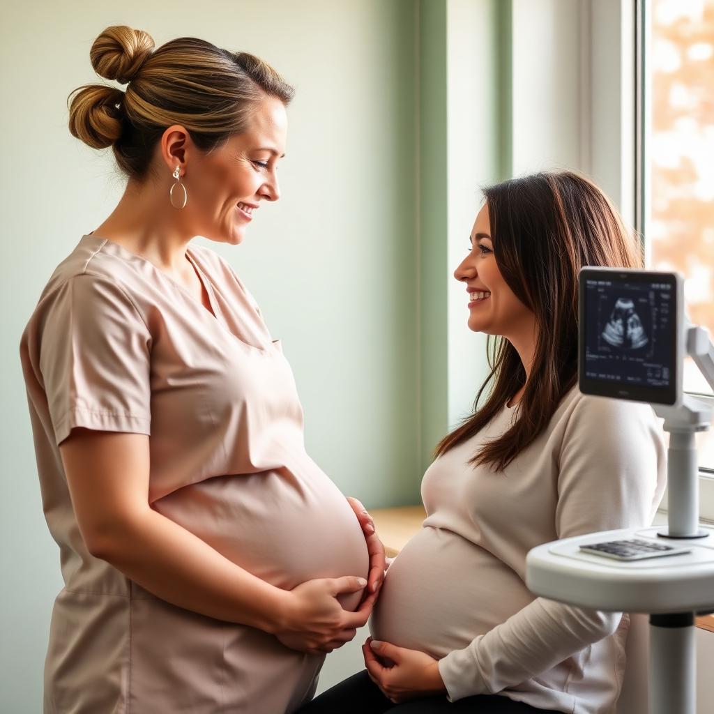 Gravid kvinne i varmt lys som holder rundt magen